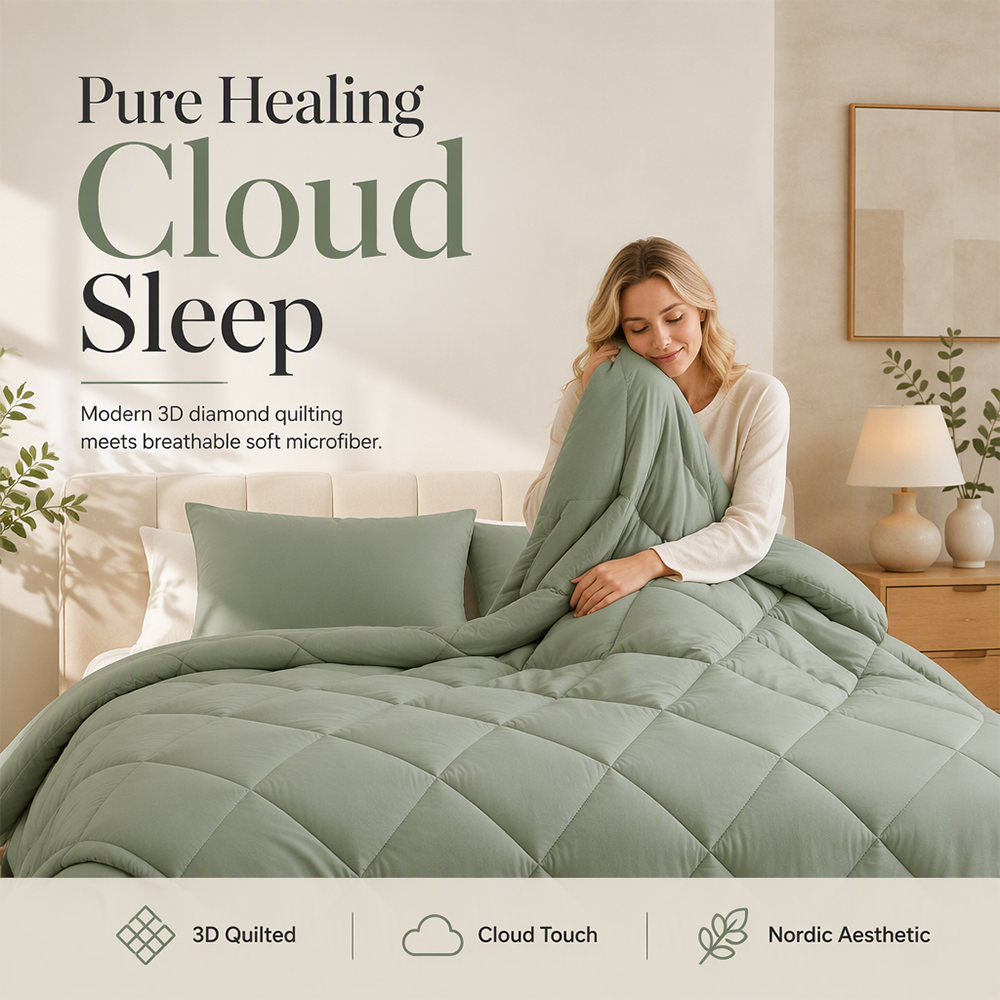 🛏️ Brushed Microfiber Comforter Set: Diamond Quilting, Moisture-Wicking, All-Season, 2 Pillowcases