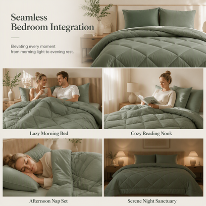 🛏️ Brushed Microfiber Comforter Set: Diamond Quilting, Moisture-Wicking, All-Season, 2 Pillowcases