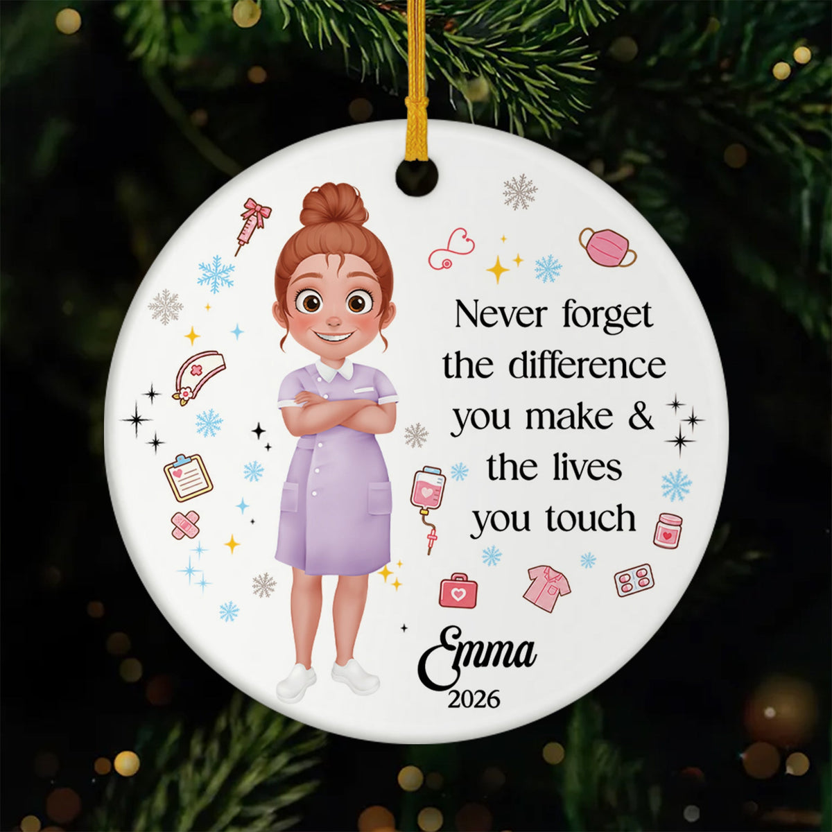 Never Forget The Difference You Make Gifts - Custom Nurse Ceramic Ornament