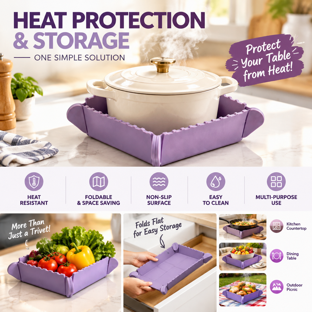 Magnetic Silicone Trivet — Foldable Pot Mat & Mini Tray