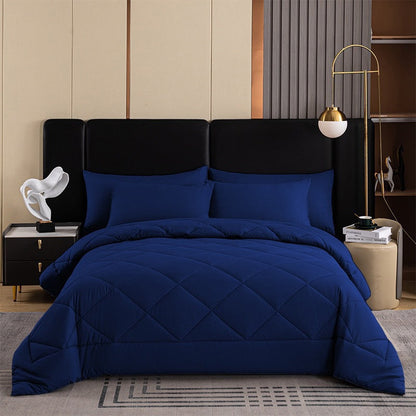 🛏️ Brushed Microfiber Comforter Set: Diamond Quilting, Moisture-Wicking, All-Season, 2 Pillowcases