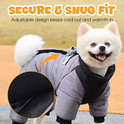 Cozy Waterproof Dog Coat With Built-in Harness