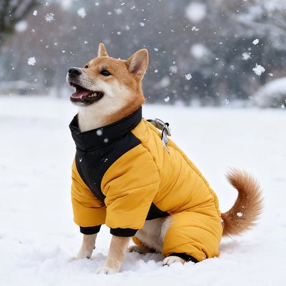 Cozy Waterproof Dog Coat With Built-in Harness