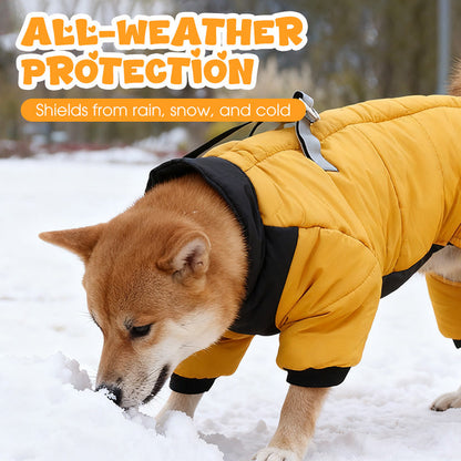 Cozy Waterproof Dog Coat With Built-in Harness
