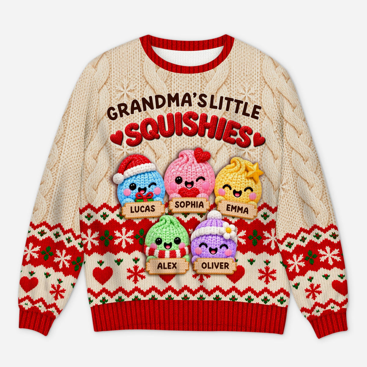 Squishy Dumpling Ugly Sweater - Personalized Gifts for Grandmas & Grandkids