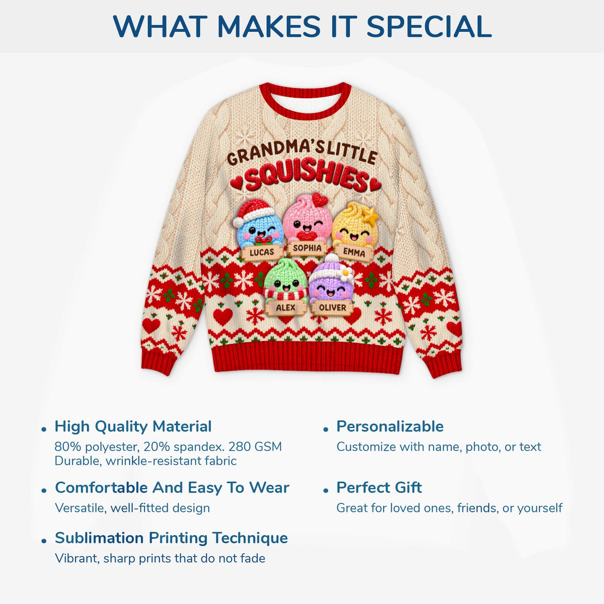 Squishy Dumpling Ugly Sweater - Personalized Gifts for Grandmas & Grandkids